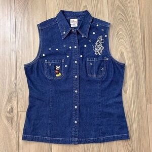 Disney Blue Denim Vest with Mickey Mouse Design